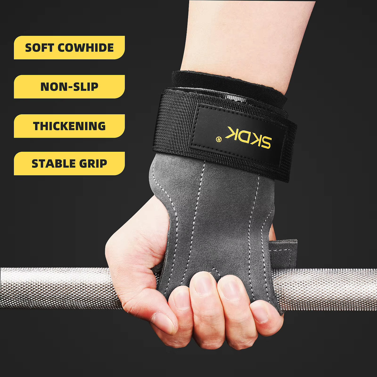 Cowhide Gym Grip Gloves – Anti‑Slip Leather Palm Protectors for Pull‑Ups & Weight Training