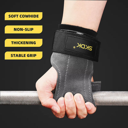 Cowhide Gym Grip Gloves – Anti‑Slip Leather Palm Protectors for Pull‑Ups & Weight Training