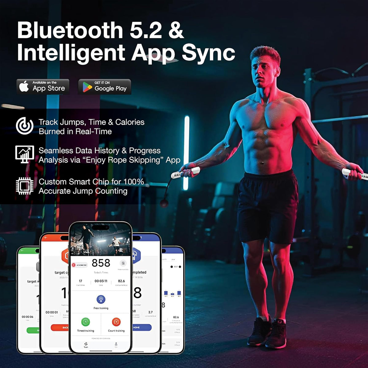 Smart Cordless Jump Rope – Digital Counter & Calorie Tracking for Any Workout