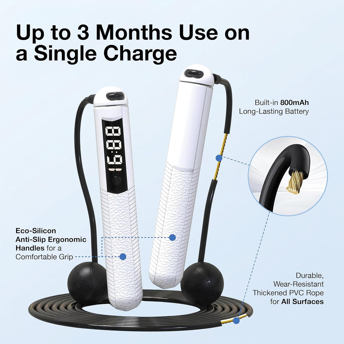 Smart Cordless Jump Rope – Digital Counter & Calorie Tracking for Any Workout