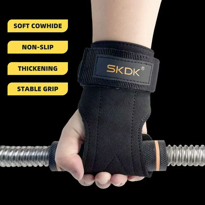 Cowhide Gym Grip Gloves – Anti‑Slip Leather Palm Protectors for Pull‑Ups & Weight Training