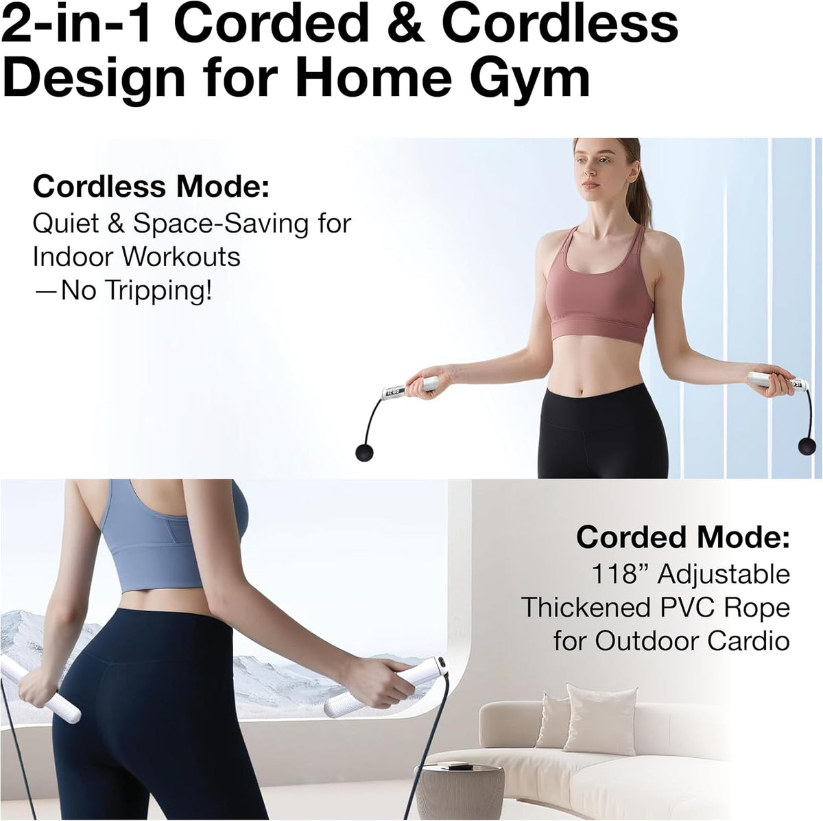 Smart Cordless Jump Rope – Digital Counter & Calorie Tracking for Any Workout